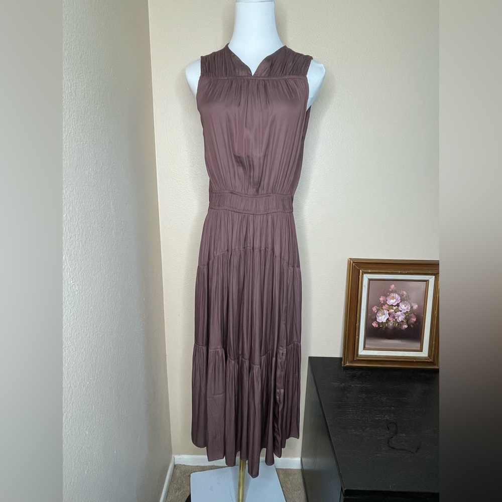 Grade & Gather chocolate Sleeveless tiered Dress medium